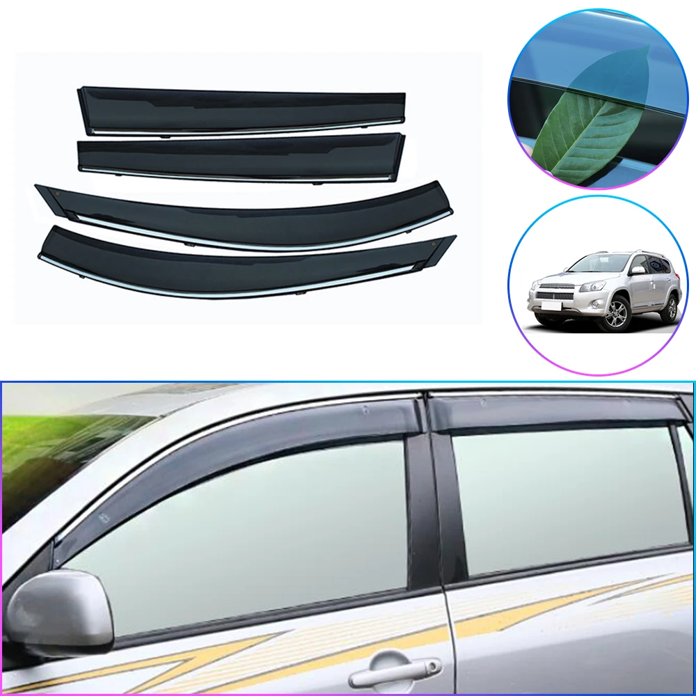 

ABS Chrome plastic Window Visor Vent Shades Sun Rain Guard car accessories For Toyota RAV4 RAV-4 2005-2012 2014-2018 car styling