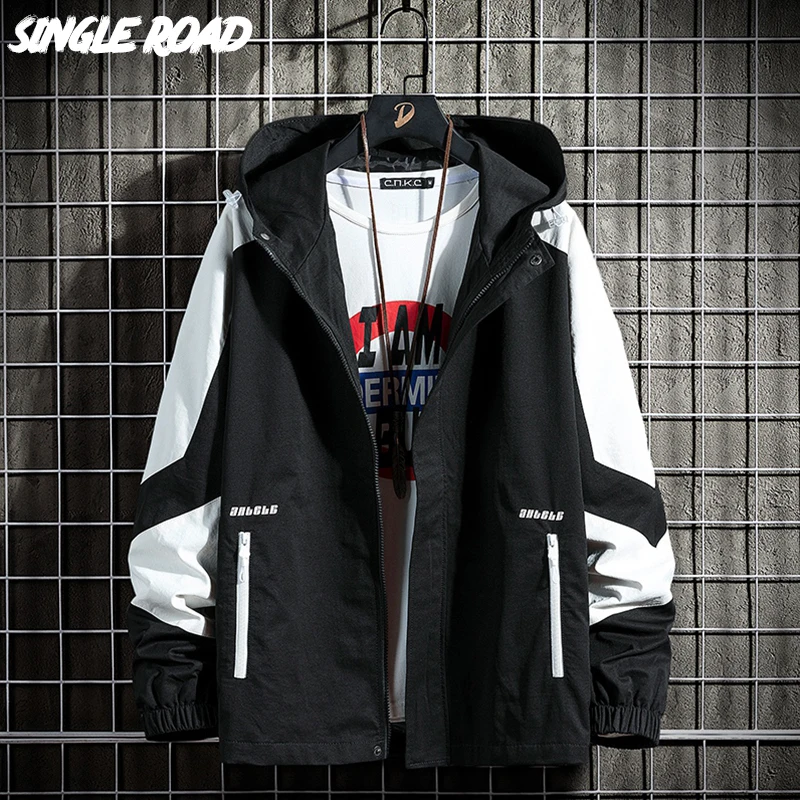 Single Road Men's Hooded Jacket Men 2023 Patchwork Windbreakers Zipper Coat Japanese Streetwear Casual Black Jackets For Men
Single Road Men's Hooded Jacket Men 2023 Patchwork Windbreakers Zipper Coat Japanese Streetwear Casual Black Jackets For Men