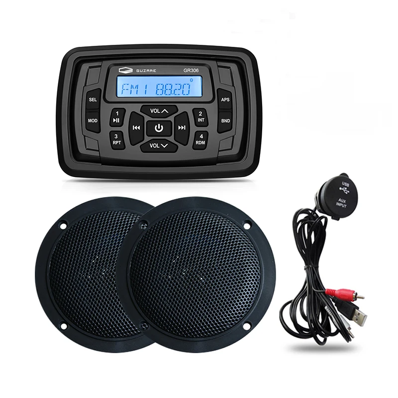 Marine Stereo Bluetooth Radio Audio FM AM Receiver Motorcycle Media MP3 Car Player+4 inch Marine Speaker+Boat USB Audio Cable
Marine Stereo Bluetooth Radio Audio FM AM Receiver Motorcycle Media MP3 Car Player+4 inch Marine Speaker+Boat USB Audio Cable