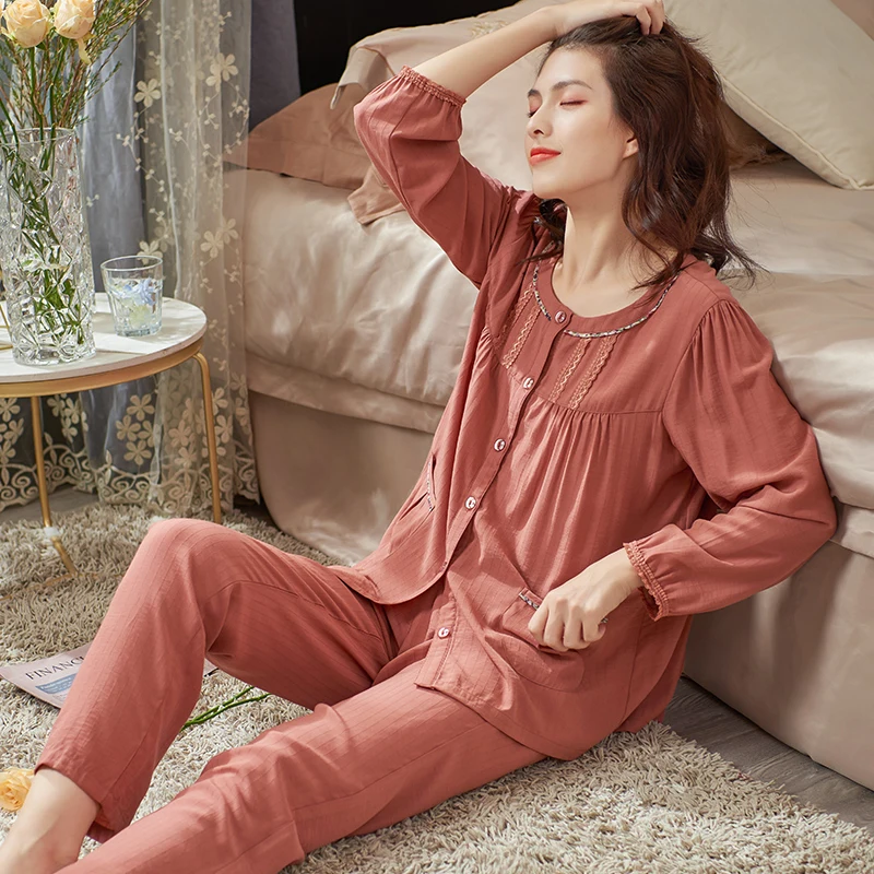 Big yards home clothing woven modal pajama sets for female spring and autumn high quality o-neck cardigan solid women sleepwear
Big yards home clothing woven modal pajama sets for female spring and autumn high quality o-neck cardigan solid women sleepwear