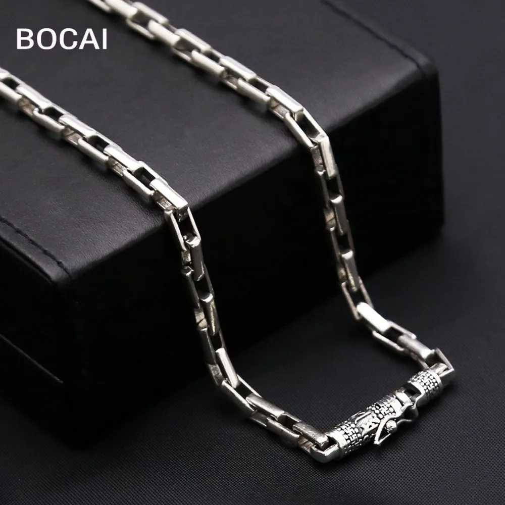 BOCAI Real S925 Silver Jewelry Square Chain Retro Rough Box Chain Thai Silver Six-Character Mantra Trendy Men and Women Necklace
BOCAI Real S925 Silver Jewelry Square Chain Retro Rough Box Chain Thai Silver Six-Character Mantra Trendy Men and Women Necklace