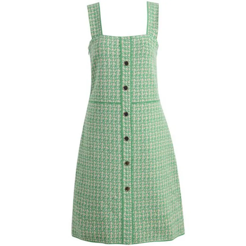 French style summer small fragrance spaghetti strap tweed dress women square collar slim a-line party dress
French style summer small fragrance spaghetti strap tweed dress women square collar slim a-line party dress