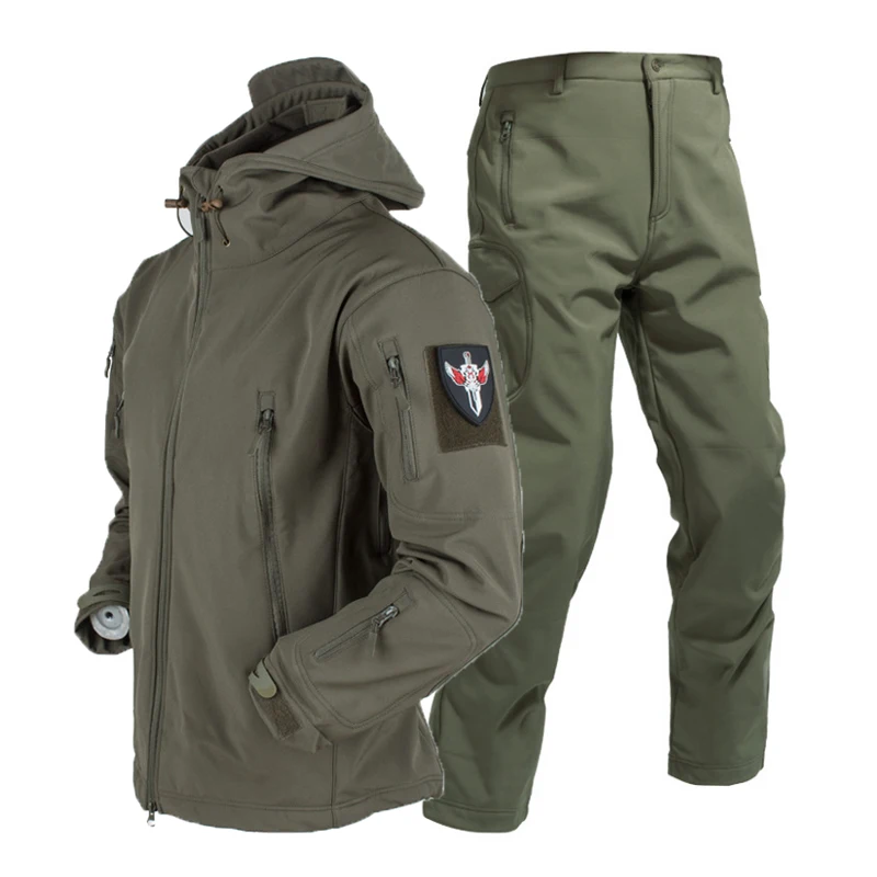 Man Military Uniform Army Shark Skin Soft Shell Coat Trousers Suit Tactical Windproof Waterproof Flight Hooded Jacket
Man Military Uniform Army Shark Skin Soft Shell Coat Trousers Suit Tactical Windproof Waterproof Flight Hooded Jacket