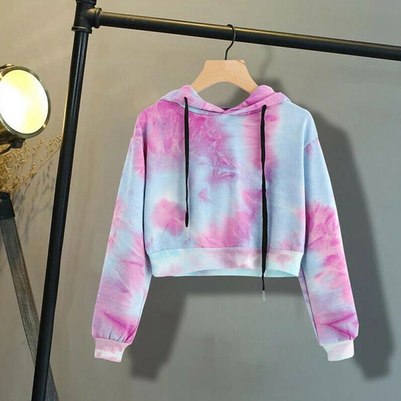 Purple Tie Dye Printing Short Hoodies Sweatshirt Women Casual Drawstring Thin Pullover Autumn Girl Long Sleeve Tops
Purple Tie Dye Printing Short Hoodies Sweatshirt Women Casual Drawstring Thin Pullover Autumn Girl Long Sleeve Tops