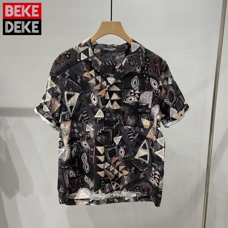 Mens Summer Turn-Down Collar Single Breasted Breathable Short Sleeve Vintage Loose Print Shirt Fashion Male Casual Blouse
Mens Summer Turn-Down Collar Single Breasted Breathable Short Sleeve Vintage Loose Print Shirt Fashion Male Casual Blouse