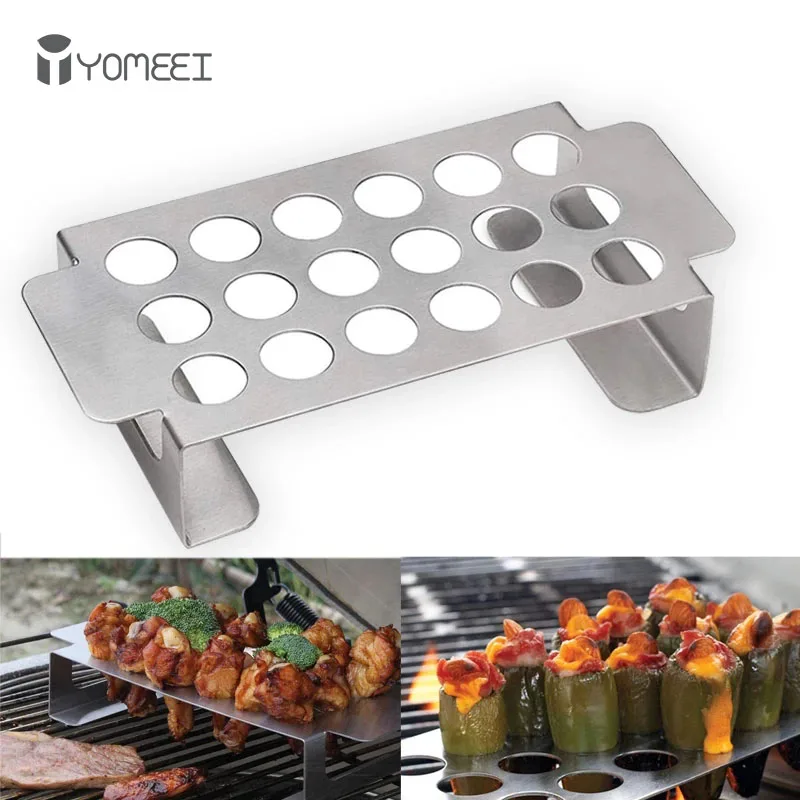 YOMEEI Stainless Steel Chili Pepper Grill Rack 18 Hole Jalapeno Grill Rack Non-stick Chicken Leg Grill Outdoor Cooking BBQ Tools
YOMEEI Stainless Steel Chili Pepper Grill Rack 18 Hole Jalapeno Grill Rack Non-stick Chicken Leg Grill Outdoor Cooking BBQ Tools