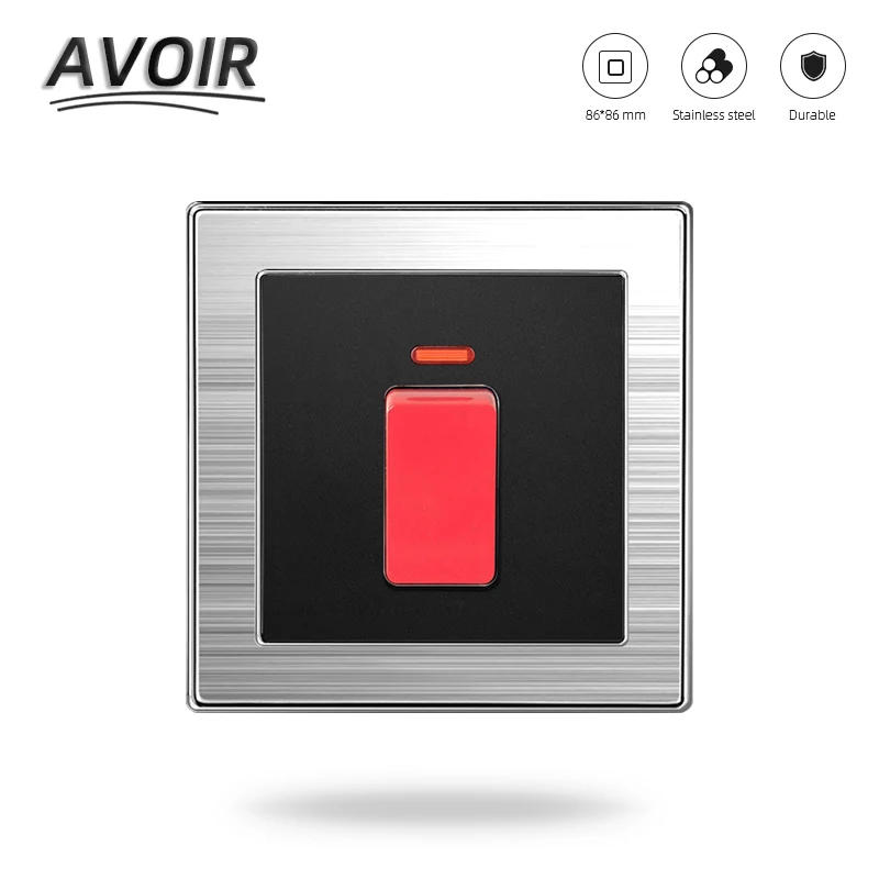 Avoir High Power Electric Water Heater Button Switch 20A Neon Air Conditioning Wall Light Switch Stainless Steel Panel
Avoir High Power Electric Water Heater Button Switch 20A Neon Air Conditioning Wall Light Switch Stainless Steel Panel