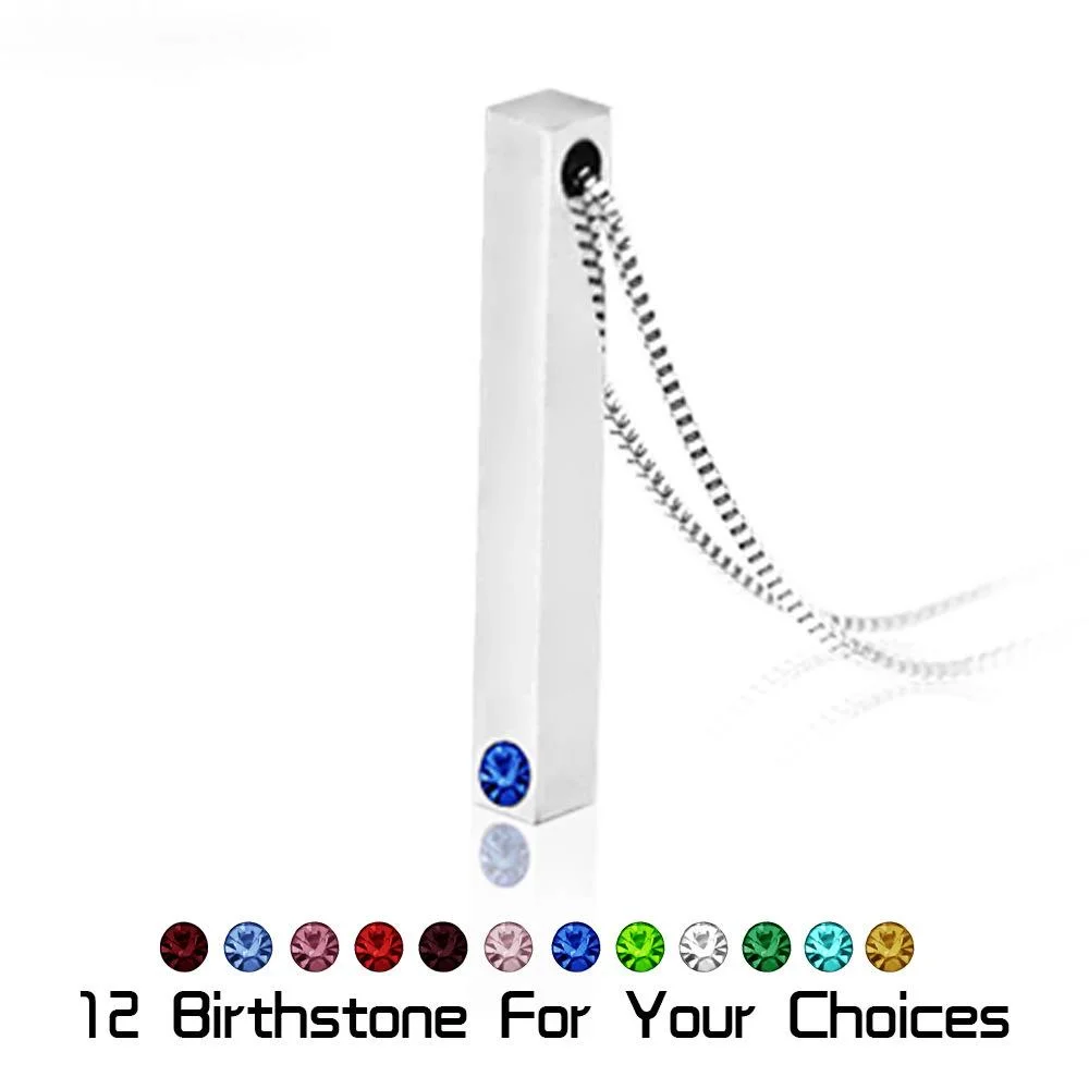 Four Sides Engraving Personalized Square Bar Custom Name Necklace Stainless Steel Pendant Necklace Women/Men Birthstone Gift
Four Sides Engraving Personalized Square Bar Custom Name Necklace Stainless Steel Pendant Necklace Women/Men Birthstone Gift