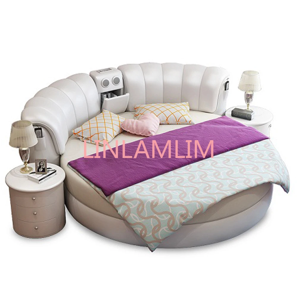 Smart bed frame camas bedroom set furniture кровать двуспальная lit beds round massage genuine leather bed + 2 night stands
Smart bed frame camas bedroom set furniture кровать двуспальная lit beds round massage genuine leather bed + 2 night stands