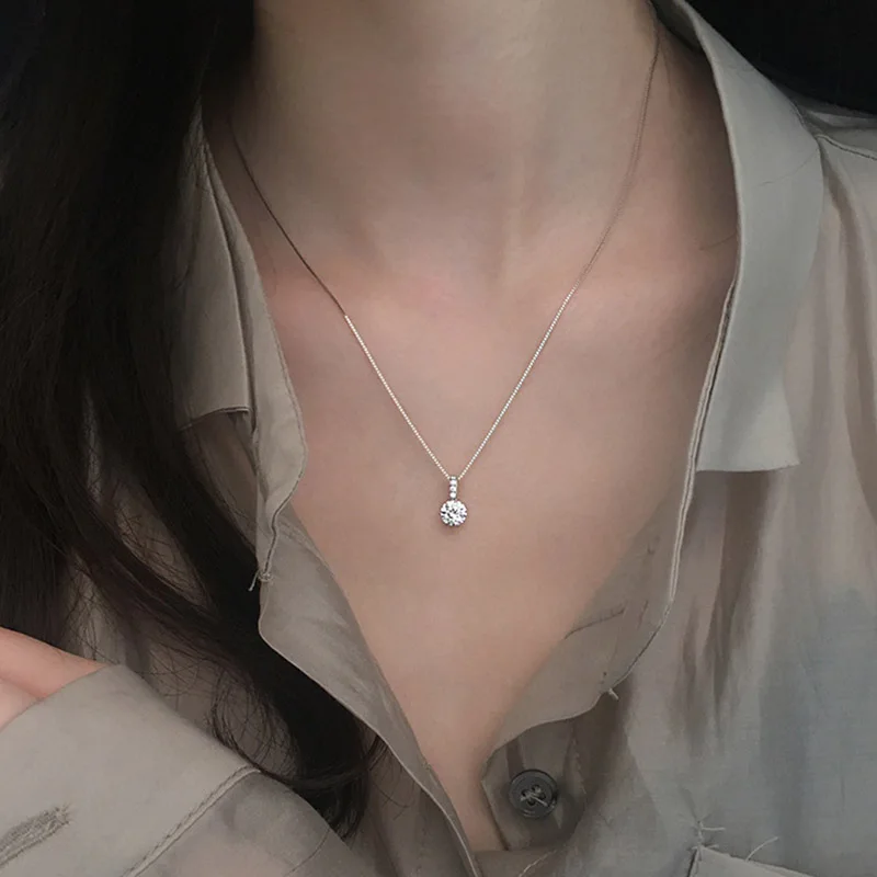 925 sterling silver geometric water drop necklace female simple clavicle chain fashion temperament pendant jewelry shiny zircon
925 sterling silver geometric water drop necklace female simple clavicle chain fashion temperament pendant jewelry shiny zircon