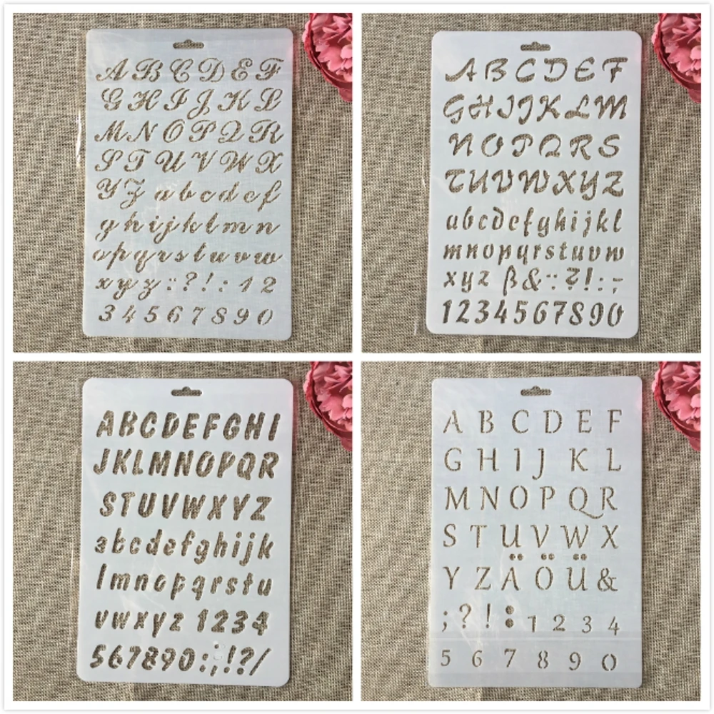 4 шт./компл. 26*18 см Алфавит английские буквы DIY трафареты раскраска для скрапбукинга тиснильный альбом декоративный шаблон
4 шт./компл. 26*18 см Алфавит английские буквы DIY трафареты раскраска для скрапбукинга тиснильный альбом декоративный шаблон