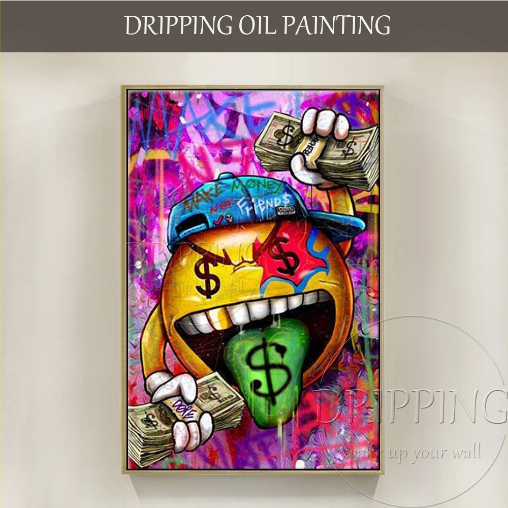 Hand-painted High Quality Modern Wall Art Dollar Funny Face Tongue Oil Painting on Canvas Street Style Make Money Oil Painting
Hand-painted High Quality Modern Wall Art Dollar Funny Face Tongue Oil Painting on Canvas Street Style Make Money Oil Painting