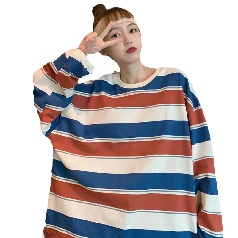 Spring Autumn Striped T-shirt Women's Clothing Long Sleeve Loose 2022 New Korean Large Size Base t Shirts Girls Tops 29C
Spring Autumn Striped T-shirt Women's Clothing Long Sleeve Loose 2022 New Korean Large Size Base t Shirts Girls Tops 29C