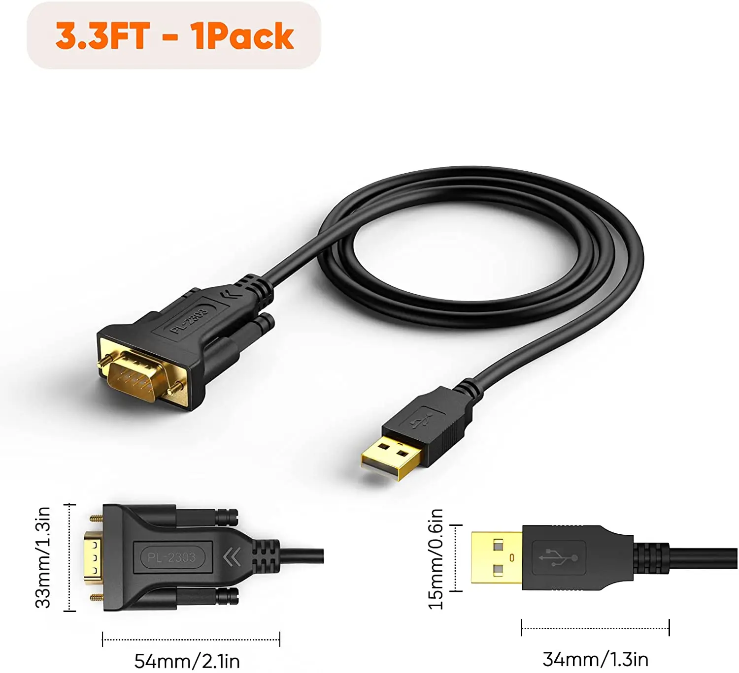3.3 Feet USB to RS232 Serial Cable with Prolific PL2303 Chip, DB9 Adapter for Windows 10, 8.1, 8,7, Vista, XP, Linux, Mac OS X,
3.3 Feet USB to RS232 Serial Cable with Prolific PL2303 Chip, DB9 Adapter for Windows 10, 8.1, 8,7, Vista, XP, Linux, Mac OS X,