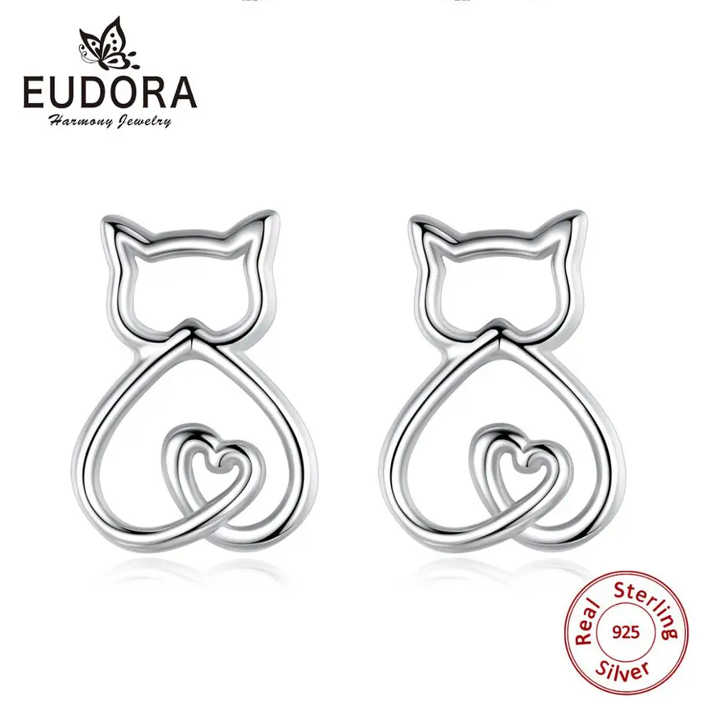 EUDORA real 925 Sterling Silver Cute Kitty Cat Ear Stud Animal earring for Women Silver Hollow Out Stud Earrings with Box Gift
EUDORA real 925 Sterling Silver Cute Kitty Cat Ear Stud Animal earring for Women Silver Hollow Out Stud Earrings with Box Gift