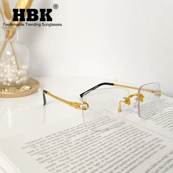 2022 New Rimless Rectangle 고품질 선글라스 여성 남성 브랜드 디자이너 Clear 렌즈 안경 UV400 Frameless Glasses With Pack