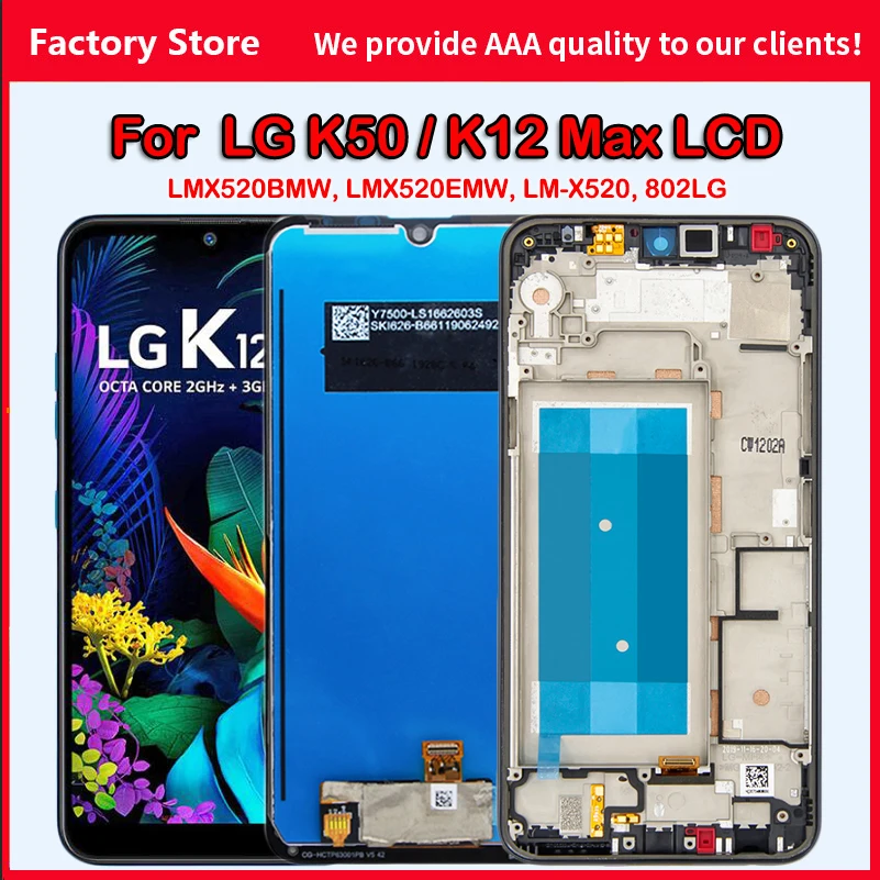 6.26" Original Screen For LG K50 K12 Max LMX520EMW LM-X520 Q60 LCD Display Touch Panel Screen Digitizer Assembly Replacement
6.26" Original Screen For LG K50 K12 Max LMX520EMW LM-X520 Q60 LCD Display Touch Panel Screen Digitizer Assembly Replacement