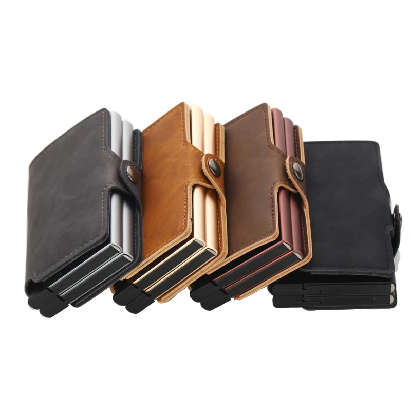 Vintage RFID Double Aluminium Credit Card Holder Vegan Leather Card Wallet Card Holder for Men with Automatic Pop Up Card Case
Vintage RFID Double Aluminium Credit Card Holder Vegan Leather Card Wallet Card Holder for Men with Automatic Pop Up Card Case