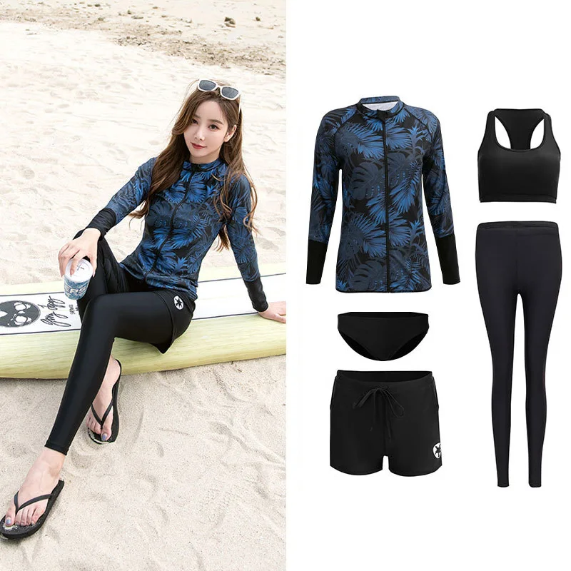 Women's 5pcs/set Rashguard Swimsuit Zip Shirt and Leggings with Bikini Sun Protection Swimwear Full Cover Bathing Suits
Women's 5pcs/set Rashguard Swimsuit Zip Shirt and Leggings with Bikini Sun Protection Swimwear Full Cover Bathing Suits