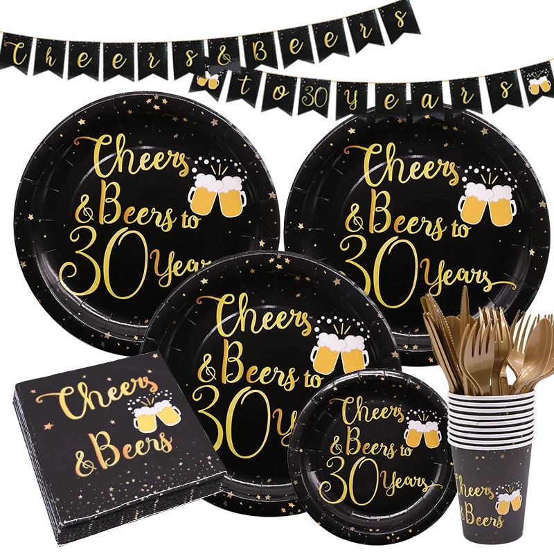 Black Gold Disposable Tableware Plate/Napkin/Cups Kit for 30 40 50 Years old Birthday Supplies Happy Birthday Party Decor Adult
Black Gold Disposable Tableware Plate/Napkin/Cups Kit for 30 40 50 Years old Birthday Supplies Happy Birthday Party Decor Adult