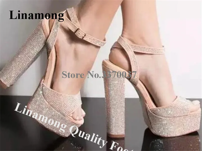 Linamong Bling Bling Open Toe Rhinestone Chunky Heel High Platform Sandals Ankle Strap Super High Heel Sandals Wedding Heels
Linamong Bling Bling Open Toe Rhinestone Chunky Heel High Platform Sandals Ankle Strap Super High Heel Sandals Wedding Heels