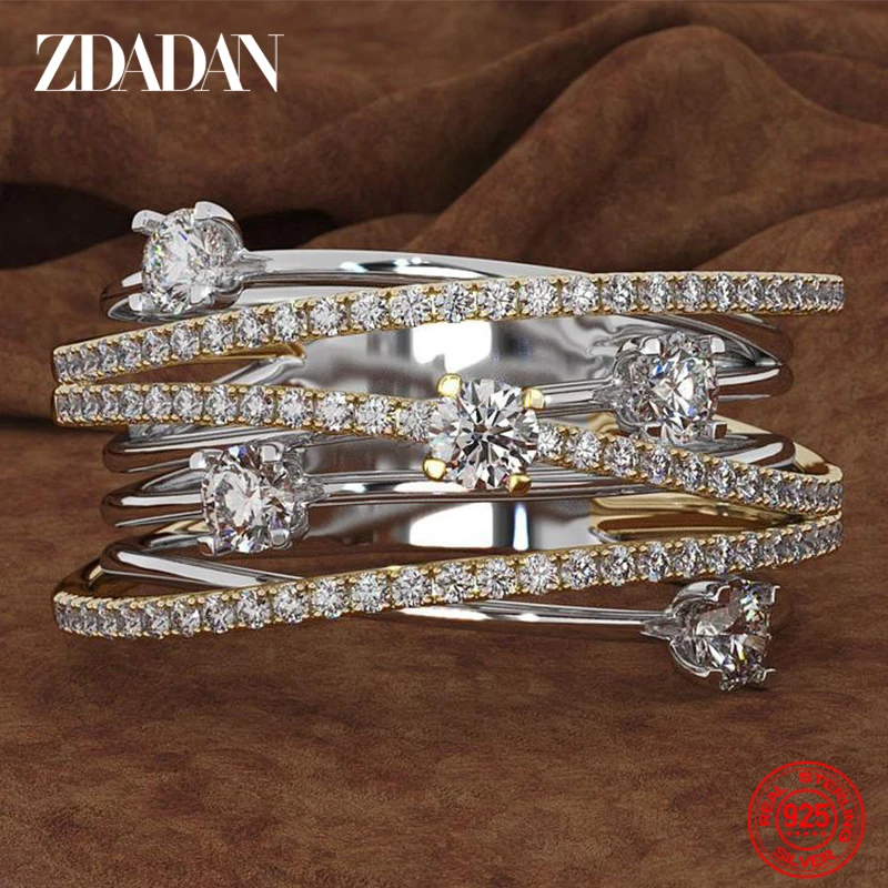 ZDADAN 925 Sterling Silver Multi Layer Zircon Finger Ring For Women Fashion Wedding Jewelry Gift
ZDADAN 925 Sterling Silver Multi Layer Zircon Finger Ring For Women Fashion Wedding Jewelry Gift