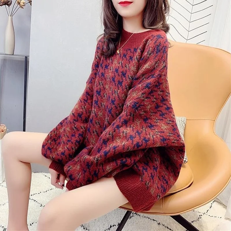 Fashion Retro Lantern Sleeve Outer Wear Autumn And Winter Knitted Jacket 2023 New Loose Round Neck Pullover Sweater Women
Fashion Retro Lantern Sleeve Outer Wear Autumn And Winter Knitted Jacket 2023 New Loose Round Neck Pullover Sweater Women