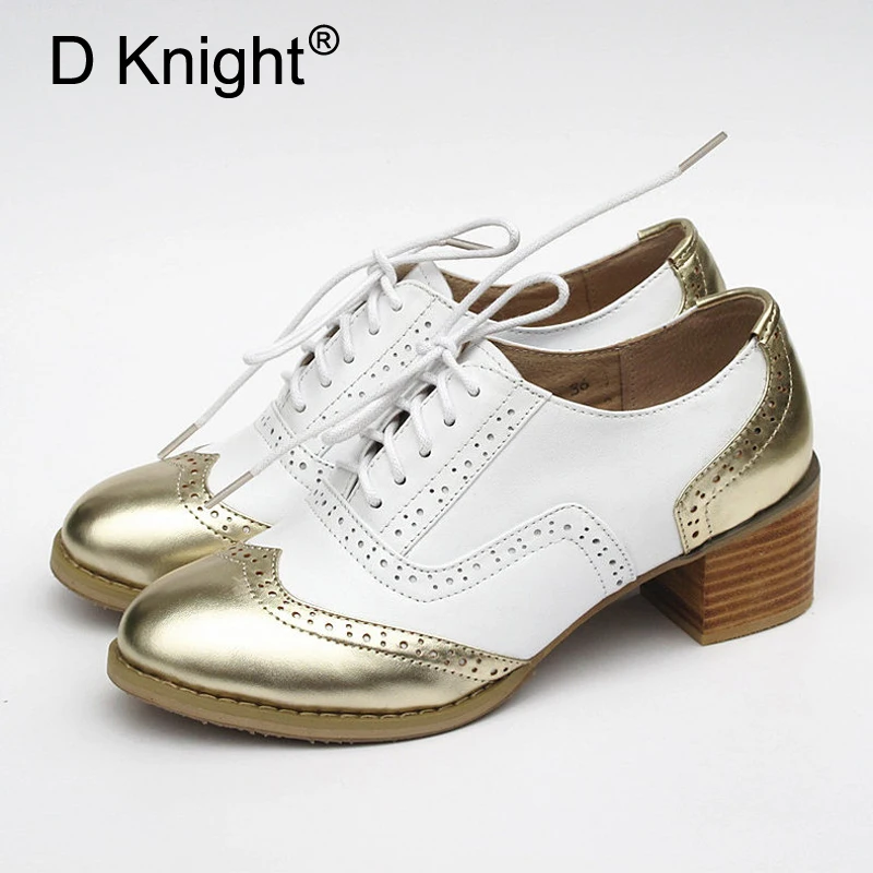 New Women Oxford Pumps Shoes Vintage Genuine Leather Lady Thick High Heels Retro Lace Up Brogues Shoes For Women Plus Size 33-42
New Women Oxford Pumps Shoes Vintage Genuine Leather Lady Thick High Heels Retro Lace Up Brogues Shoes For Women Plus Size 33-42