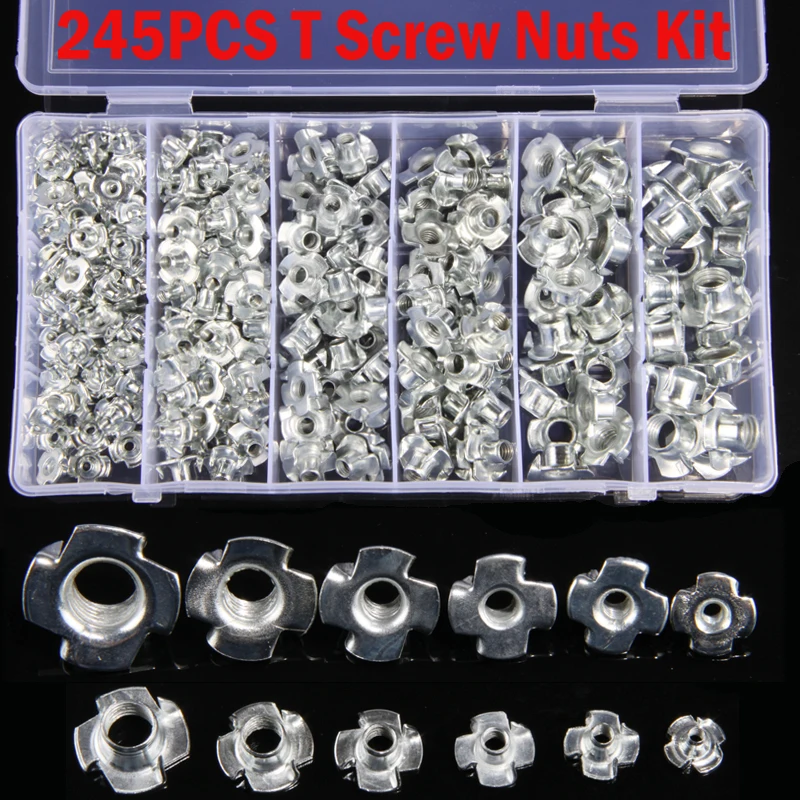 245PCS Zinc Plated Four Claws Nut Speaker Nut T-nut M3/M4/M5/M6/M8/M10 Blind Pronged Tee Nut Furniture Hardware
245PCS Zinc Plated Four Claws Nut Speaker Nut T-nut M3/M4/M5/M6/M8/M10 Blind Pronged Tee Nut Furniture Hardware
