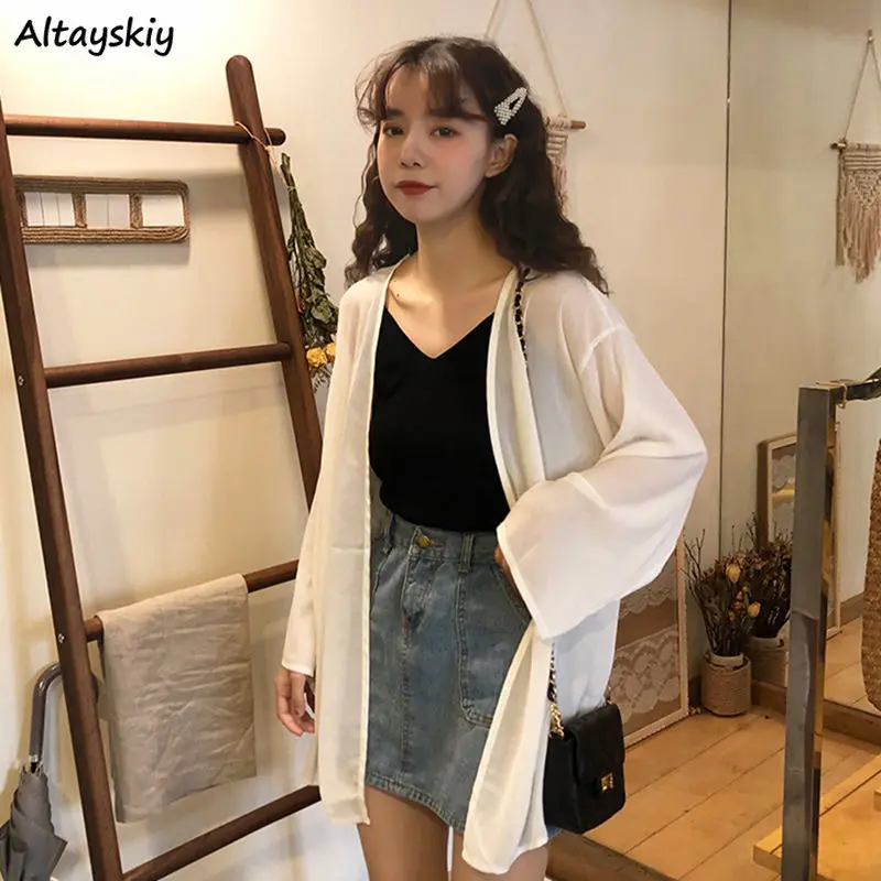Jackets Women Summer Thin Loose Solid Korean Style Outwear Girls Long Sleeve Cozy Open Stitch Students Sun-proof Clothing Female
Jackets Women Summer Thin Loose Solid Korean Style Outwear Girls Long Sleeve Cozy Open Stitch Students Sun-proof Clothing Female