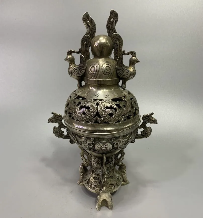 Archaize White copper dragon phoenix Incense burner household decoration crafts statue
Archaize White copper dragon phoenix Incense burner household decoration crafts statue