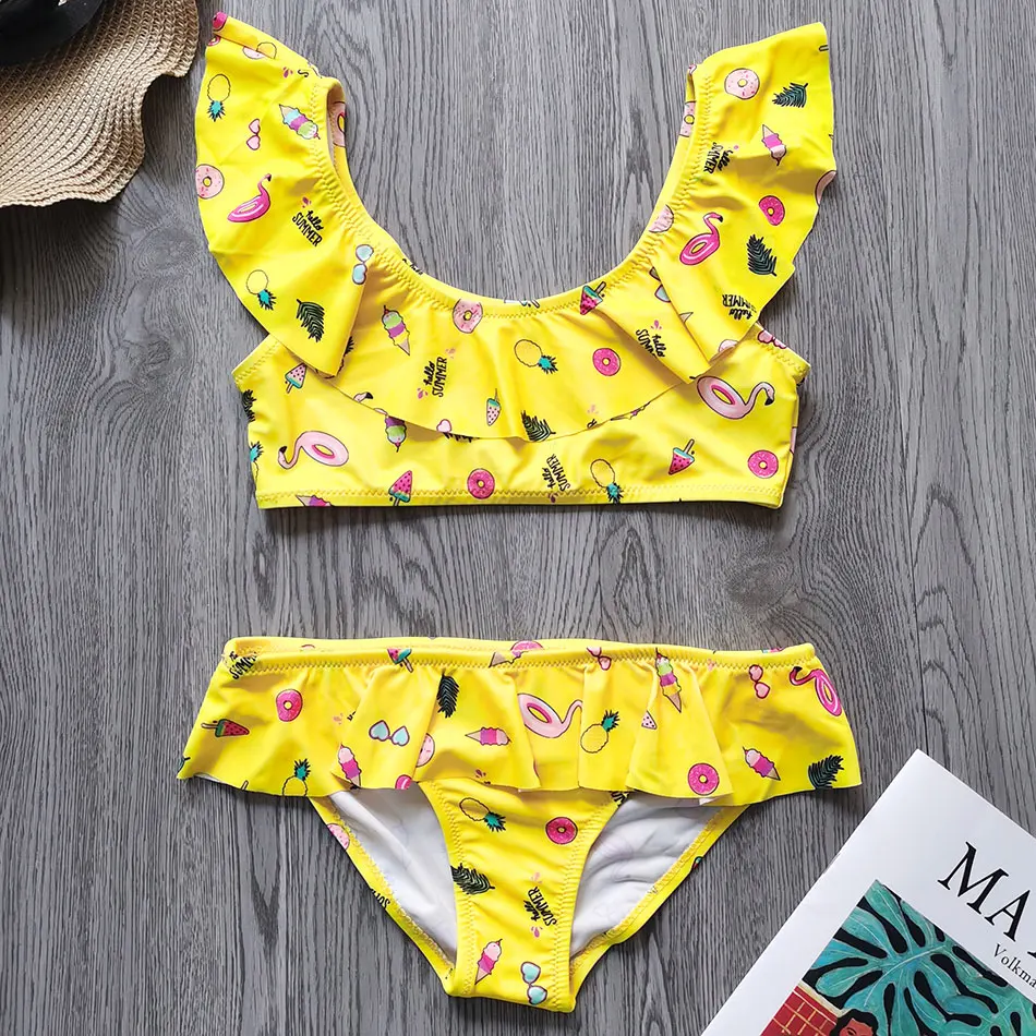 Cute Ruffle Girl Swimsuit Kids 4-14 Years Two Piece Children's Swimwear Split Girl Bikini Set Print Girls Bathing Suit Beachwear
Cute Ruffle Girl Swimsuit Kids 4-14 Years Two Piece Children's Swimwear Split Girl Bikini Set Print Girls Bathing Suit Beachwear