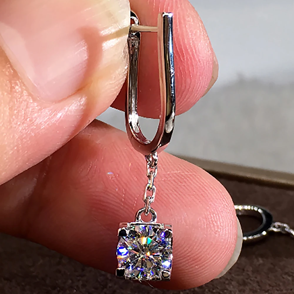 Custom Solid 18K White Gold Women Drop Clip Hoop Earrings U Moissanite Diamonds Round Wedding Party Engagement Anniversary Gift
Custom Solid 18K White Gold Women Drop Clip Hoop Earrings U Moissanite Diamonds Round Wedding Party Engagement Anniversary Gift