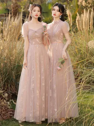 A-Line Short Puff Sleeves Leaf Embroidery Bridesmaid Dress Pink Boat Neck Lace Up Back Maid Of Honor Dress Wedding Vestidos
A-Line Short Puff Sleeves Leaf Embroidery Bridesmaid Dress Pink Boat Neck Lace Up Back Maid Of Honor Dress Wedding Vestidos
