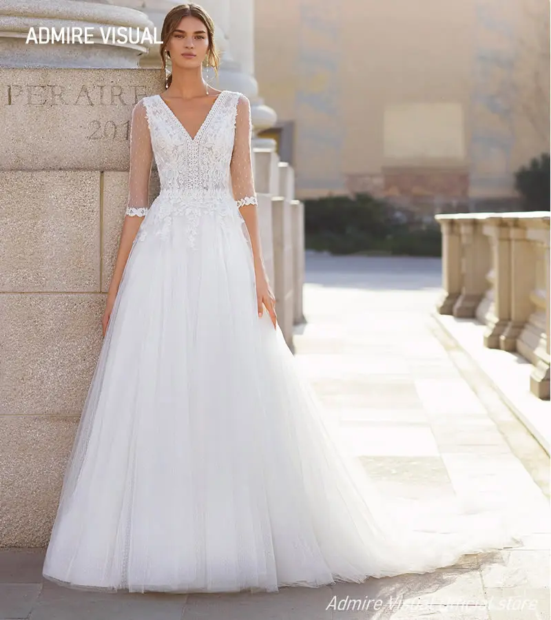 New Arrive Wedding Dress For Bride A-Line V-Neck Neckline Open-Back Custom Made Plus Size Bride Gown Vestidos De Novia
New Arrive Wedding Dress For Bride A-Line V-Neck Neckline Open-Back Custom Made Plus Size Bride Gown Vestidos De Novia