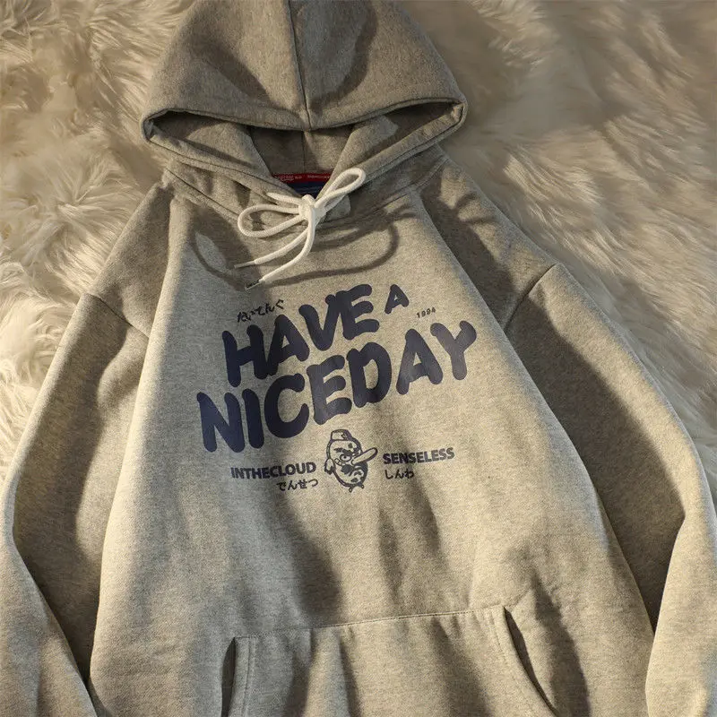 American retro lettered printed loose hoodie with plush sweater for men and women
American retro lettered printed loose hoodie with plush sweater for men and women