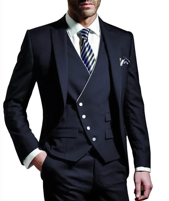 Fashion Navy Blue Groom Tuxedos Peaked Lapel Groomsman Wedding 3 Piece Suit Men Business Prom Jacket Blazer(Jacket+Pants+Vest)
Fashion Navy Blue Groom Tuxedos Peaked Lapel Groomsman Wedding 3 Piece Suit Men Business Prom Jacket Blazer(Jacket+Pants+Vest)