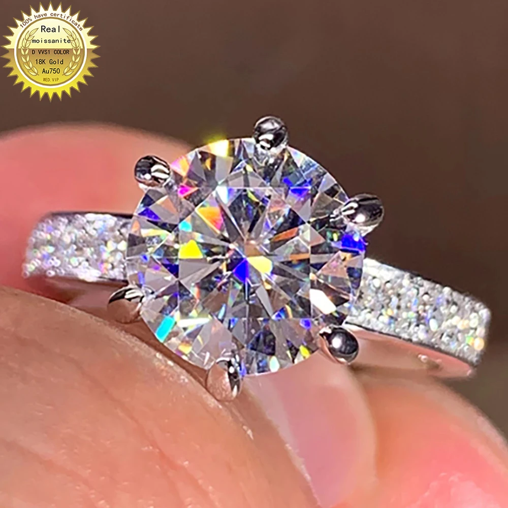 18K Au750 White Gold Women Wedding Party Engagement Ring 1 2 3 4 5 Carat Round DVVS1Moissanite Diamond Ring Trendy Elegant
18K Au750 White Gold Women Wedding Party Engagement Ring 1 2 3 4 5 Carat Round DVVS1Moissanite Diamond Ring Trendy Elegant