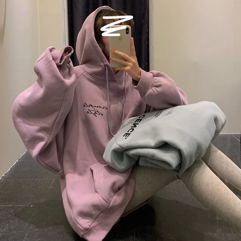 Hoodies Women with Hat Pullover Letters Medium-long Style Warm Thicker Korean Style Students Womens All-match Top Sweatshirts
Hoodies Women with Hat Pullover Letters Medium-long Style Warm Thicker Korean Style Students Womens All-match Top Sweatshirts