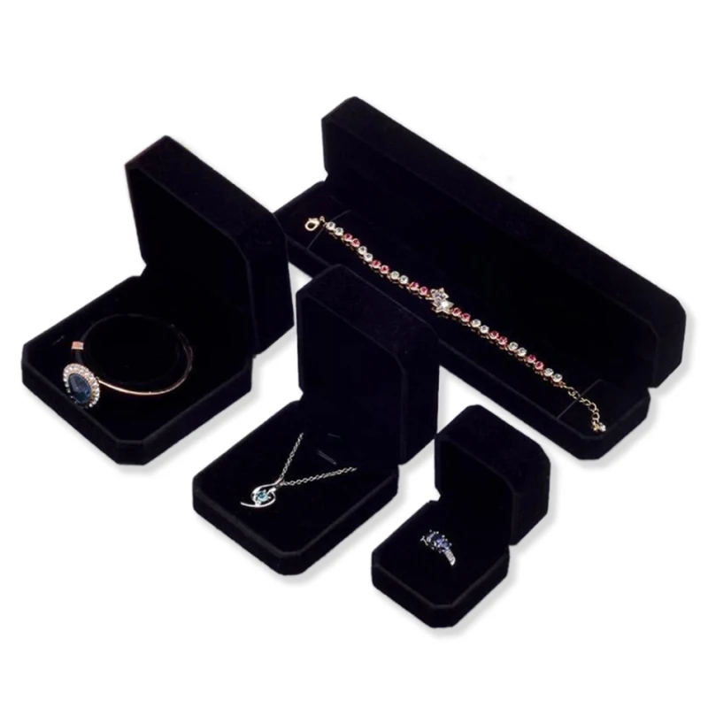 Engagement Ring Necklace Bracelet Box Black Velvet Jewelry Box Jewelry Display Storage Case For Wedding Valentine's Day Gift
Engagement Ring Necklace Bracelet Box Black Velvet Jewelry Box Jewelry Display Storage Case For Wedding Valentine's Day Gift