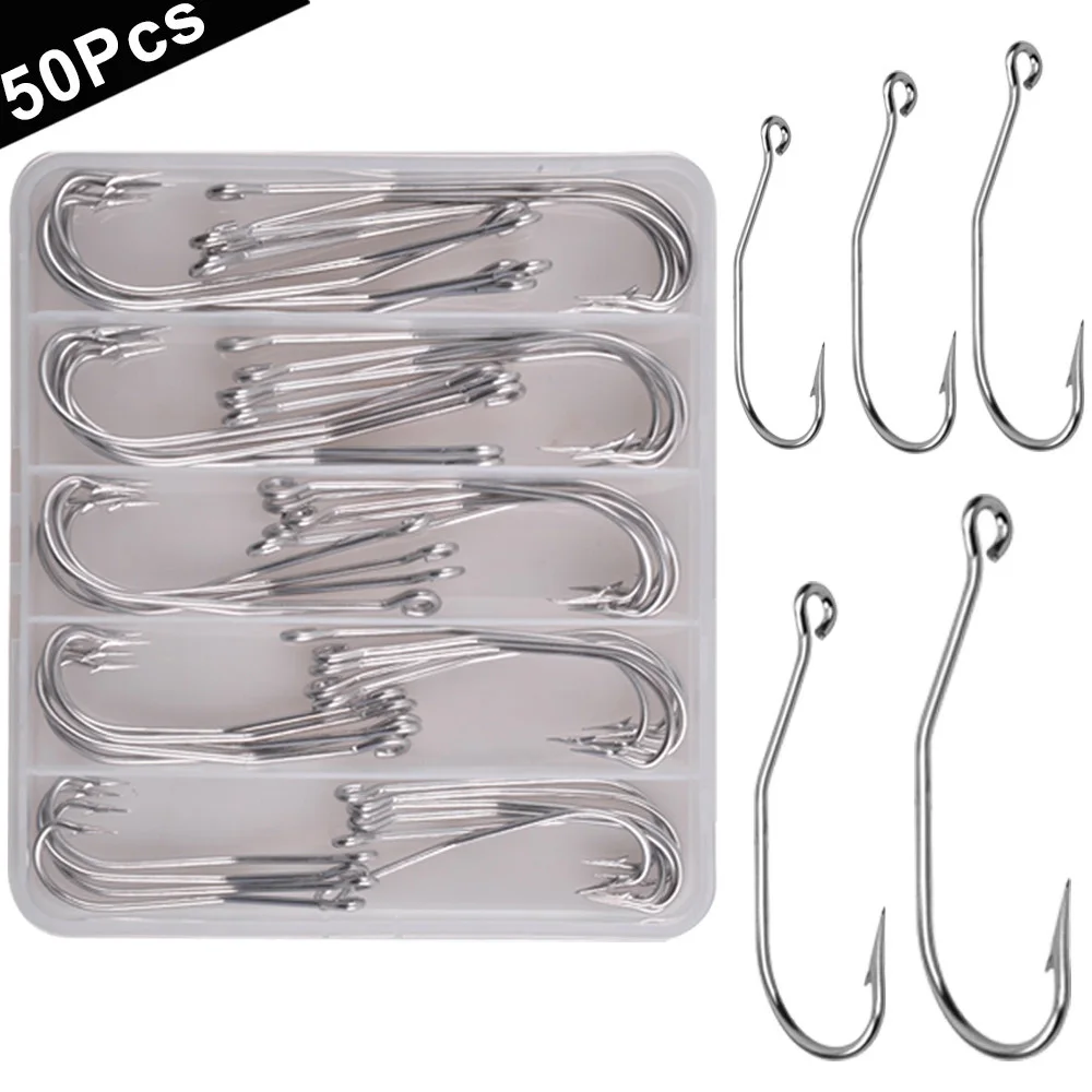 50Pcs Stainless steel Metal Jig Fishing Hook long shank Offset fishhooks Saltwater Trolling striped bass bait rig Hooks Kit
50Pcs Stainless steel Metal Jig Fishing Hook long shank Offset fishhooks Saltwater Trolling striped bass bait rig Hooks Kit