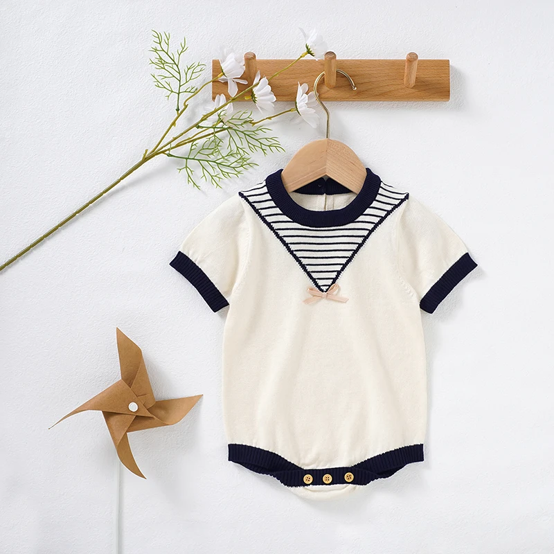 Baby Bodysuit 100%Cotton Knitted Newborn Boy Girl Jumpsuit Outfit Short Sleeve Summer Infant Kid Clothing Fashion Navy Style Top
Baby Bodysuit 100%Cotton Knitted Newborn Boy Girl Jumpsuit Outfit Short Sleeve Summer Infant Kid Clothing Fashion Navy Style Top