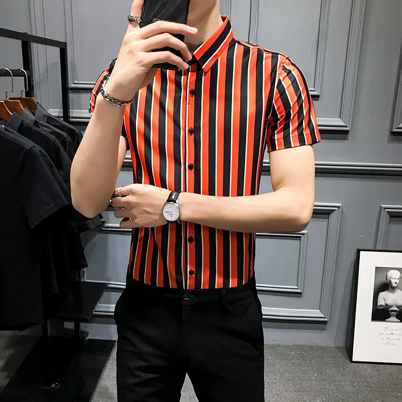 Men's High Quality Shirt Short Sleeve Striped Shirt Casual Slim Dress Shirts 2020 Summer Streetwear Socia Tops Chemise Homme
Men's High Quality Shirt Short Sleeve Striped Shirt Casual Slim Dress Shirts 2020 Summer Streetwear Socia Tops Chemise Homme