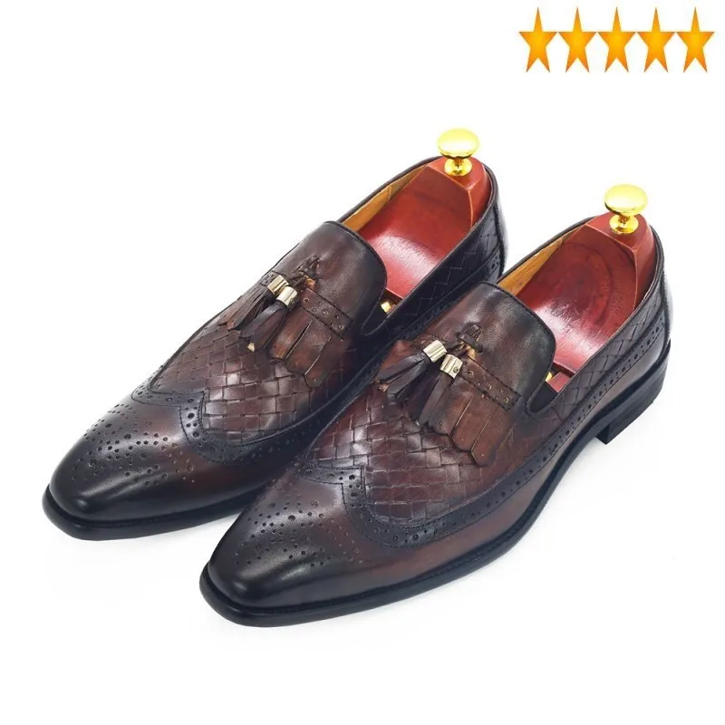 Leather Genuine Business Formal Men Banquet Party Vintage Tassels Wing Tip Slip On Dress Shoes Man Office Work Loafers
Leather Genuine Business Formal Men Banquet Party Vintage Tassels Wing Tip Slip On Dress Shoes Man Office Work Loafers