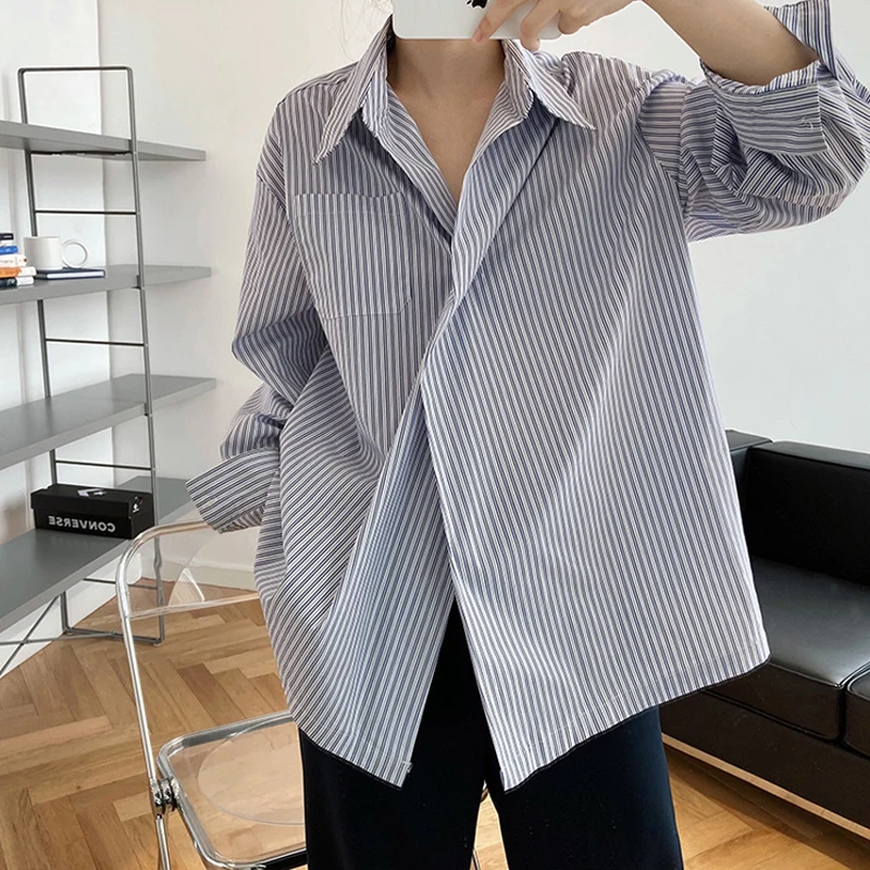 Johnature Spring New Korean Striped Casual One Button Sexy Womens Tops 2024 All Match Loose Lazy Women Shirts
Johnature Spring New Korean Striped Casual One Button Sexy Womens Tops 2024 All Match Loose Lazy Women Shirts
