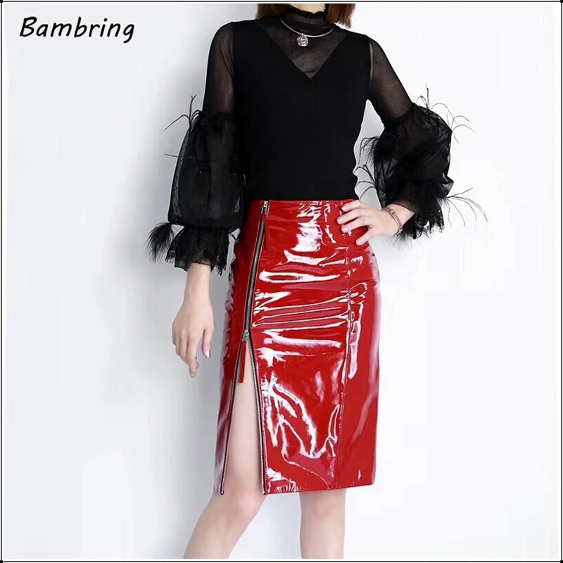 High Waist Faux Latex Leather Skirts Women Office Lady Zip Midi Side Split Skirt Party Shiny PU Straight Pencil Skirts Custom
High Waist Faux Latex Leather Skirts Women Office Lady Zip Midi Side Split Skirt Party Shiny PU Straight Pencil Skirts Custom