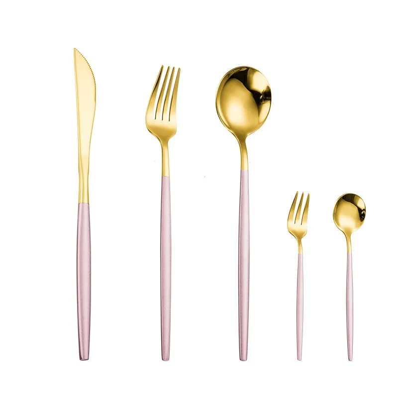 5pcs White Gold Dinnerware Set Korean Cutlery Stainless Spoons Knives s Steel Tableware Mirror Polishing Fork
5pcs White Gold Dinnerware Set Korean Cutlery Stainless Spoons Knives s Steel Tableware Mirror Polishing Fork