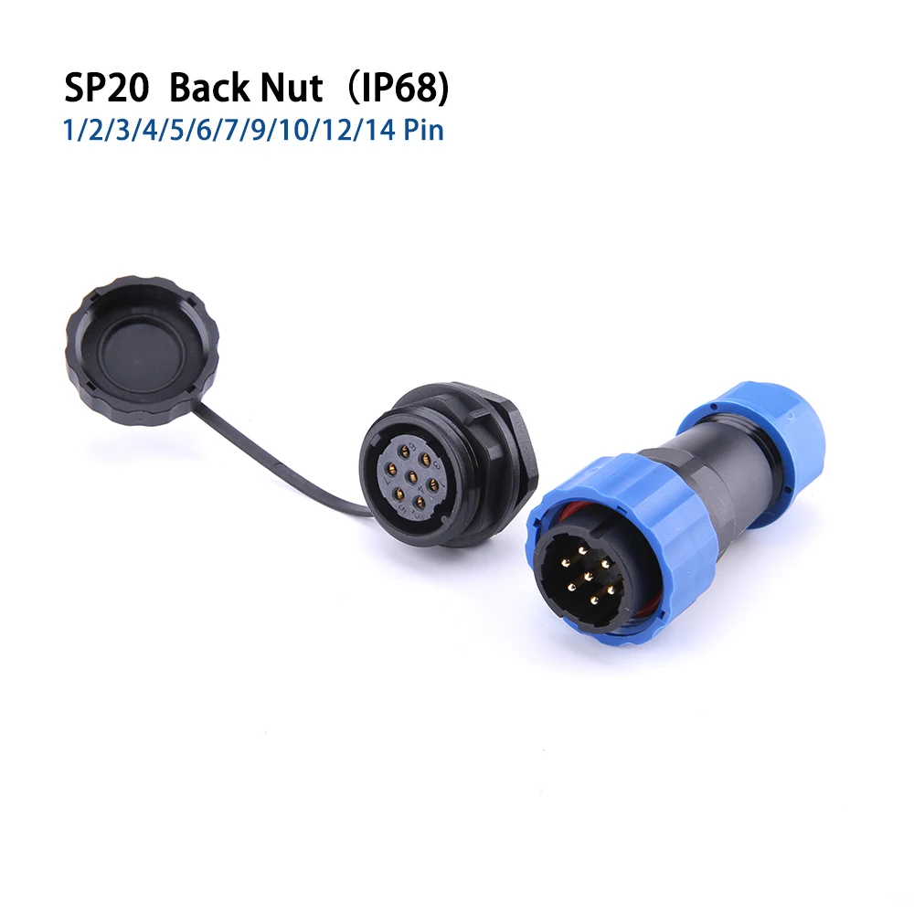 SP20 IP68 Back nut waterproof Aviation connectors plug and socket1 2 3 4 5 6 7 9 10 12 14 pin without welding connector
SP20 IP68 Back nut waterproof Aviation connectors plug and socket1 2 3 4 5 6 7 9 10 12 14 pin without welding connector