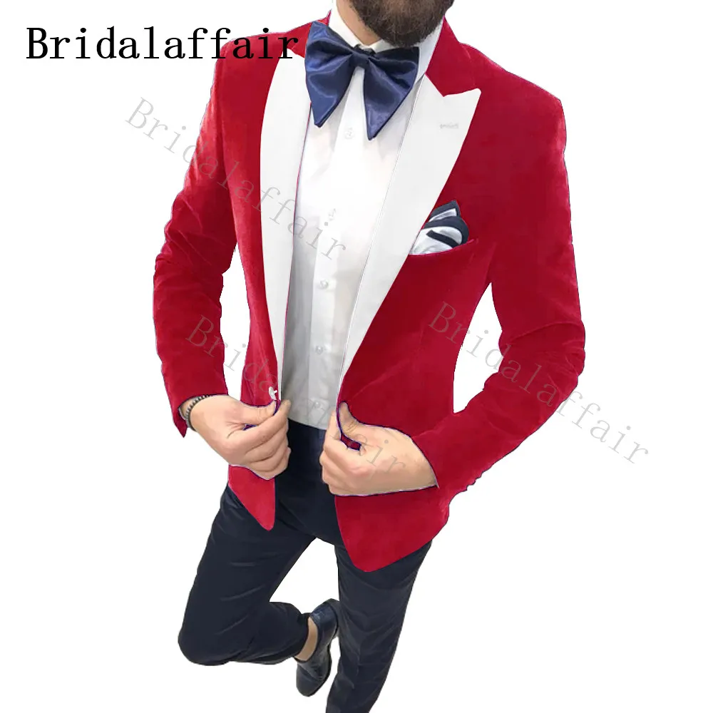Bridalaffair One Button Velvet Blazer Men Suits 2020 Shinny White Lapel Red Jacket Black Pants Wedding Party Bridegroom Tuxedo
Bridalaffair One Button Velvet Blazer Men Suits 2020 Shinny White Lapel Red Jacket Black Pants Wedding Party Bridegroom Tuxedo