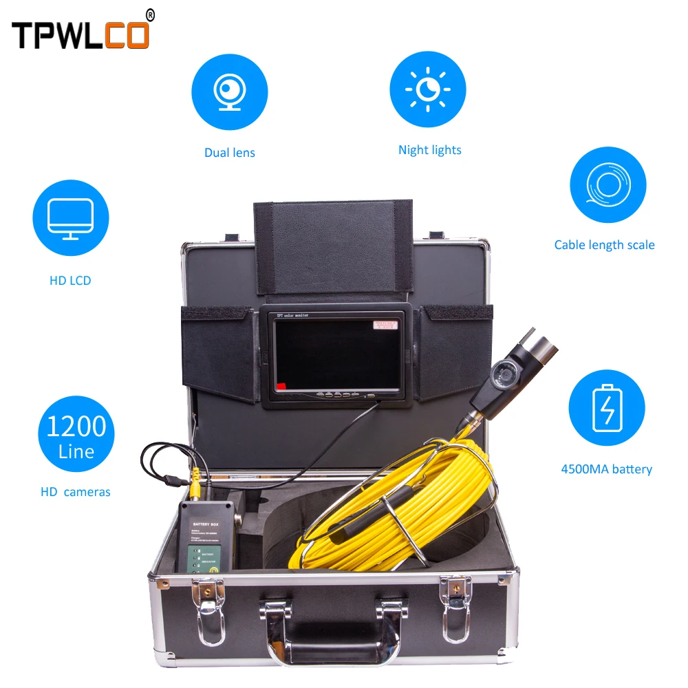 20M Dual Lens Drain Pipe Sewer Inspection Camera Industrial Endoscope Borescope Snake Camera 12 LEDs Light
20M Dual Lens Drain Pipe Sewer Inspection Camera Industrial Endoscope Borescope Snake Camera 12 LEDs Light